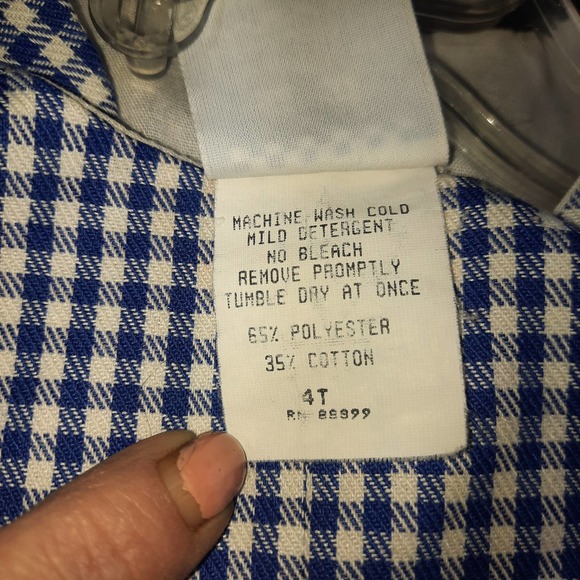 VTG 60-70's Kelly's Kids Blue & White Gingham Bib Overalls/Romper 4T - Picture 6 of 7